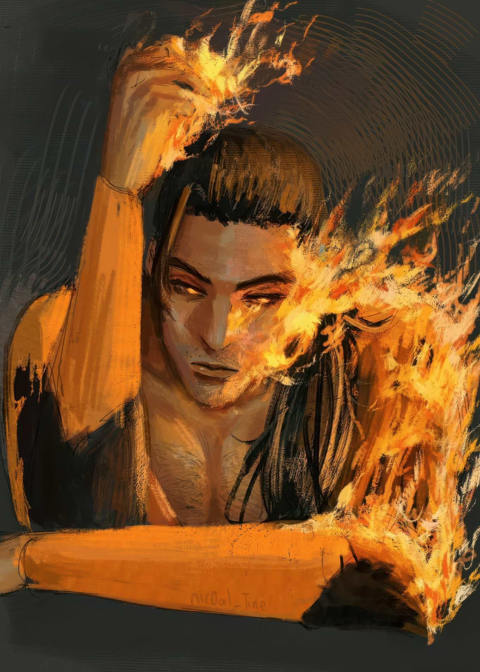 Man engulfed in flames digital art