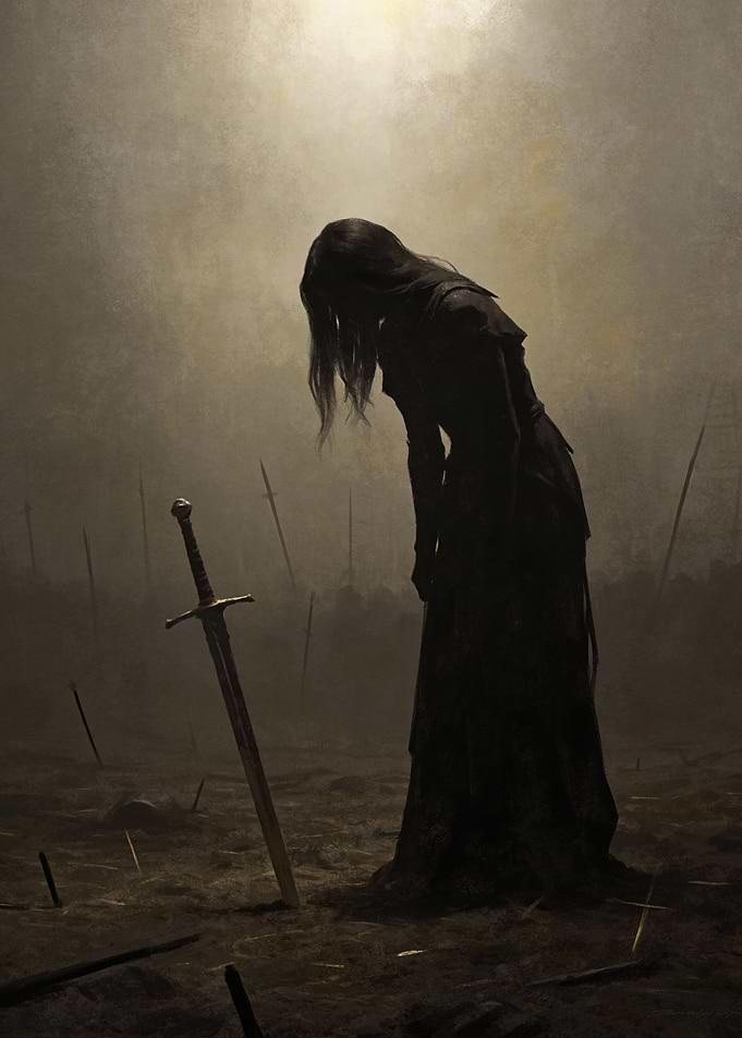 Mourning Warrior on Battlefield