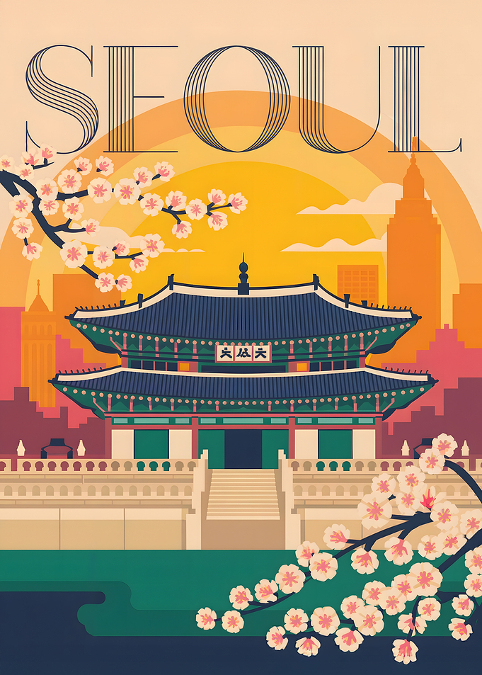 Seoul Cityscape with Gyeongbokgung Palace