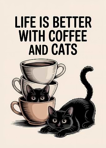 Coffee and Cats Illustration