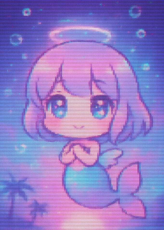 Pixelated Mermaid with Halo