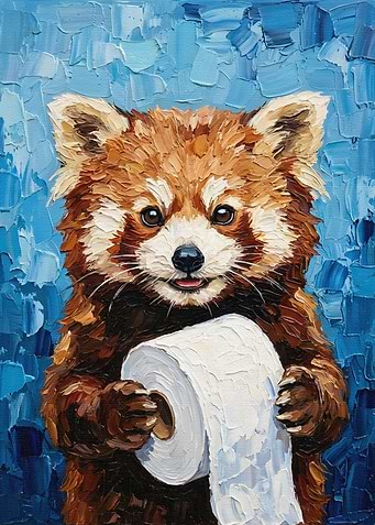 Red Panda with Toilet Paper