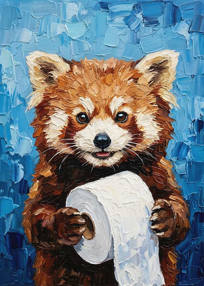 Red Panda with Toilet Paper