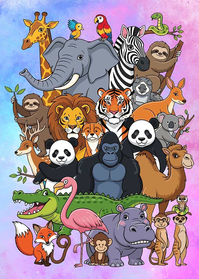 Cartoon Animals Collage