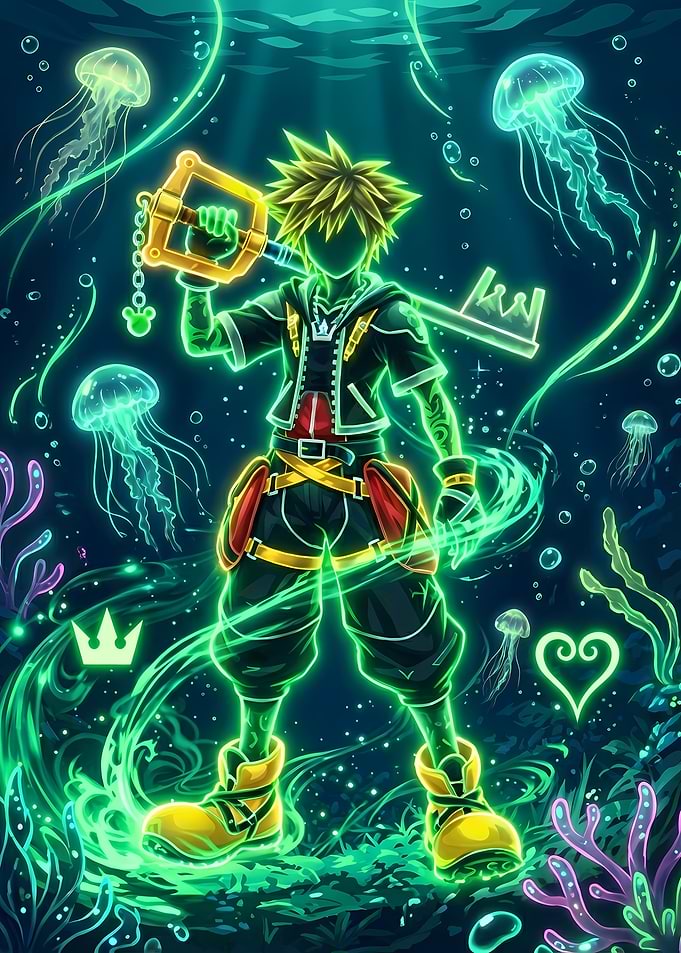 Kingdom Hearts Sora Underwater Neon
