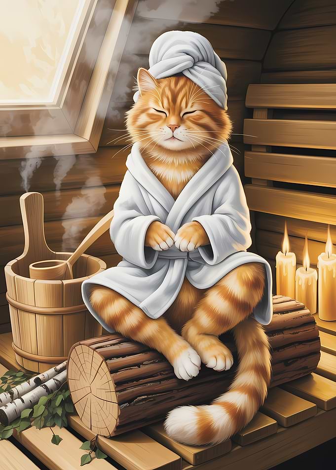 Cat in Sauna