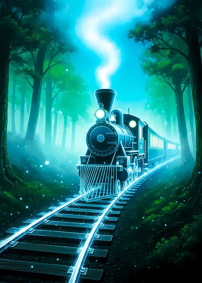 Mystical Train in Enchanted Forest