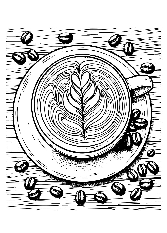 Latte Art Coffee Cup Illustration