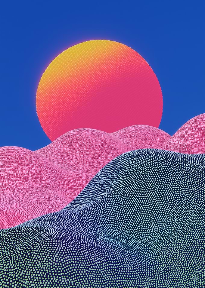 Abstract Landscape with Sun and Hills