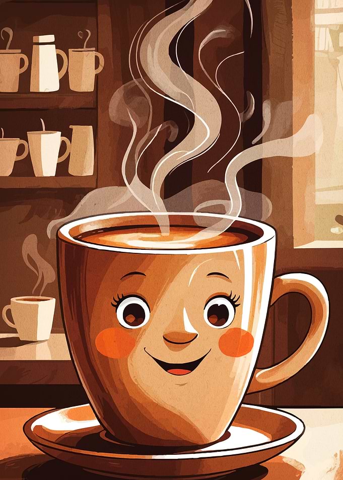 Smiling Coffee Cup Illustration