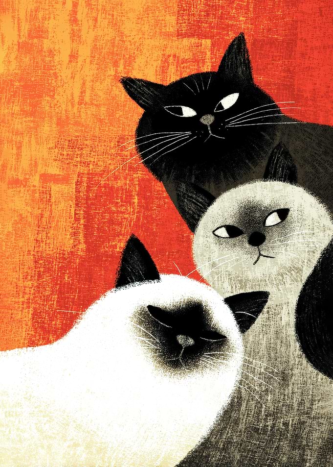 Three Cats Illustration