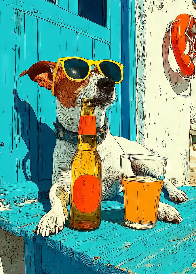 Cool Dog with Beer