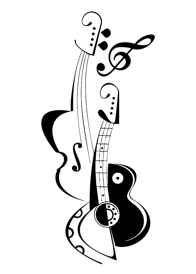 Musical Instruments Black and White Art