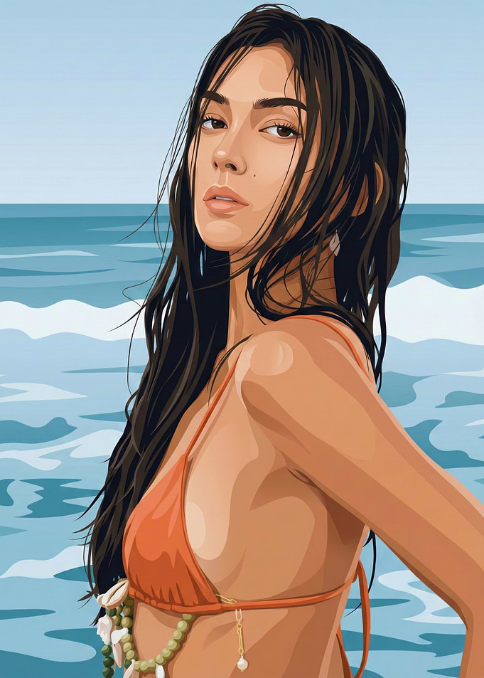 Woman in Bikini at the Beach