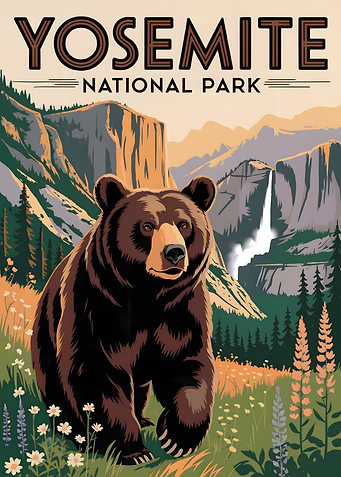 Yosemite National Park Bear Illustration