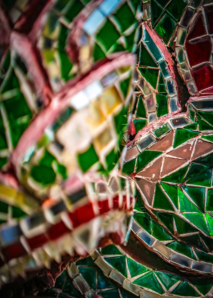 Mosaic Dragon Sculpture Detail