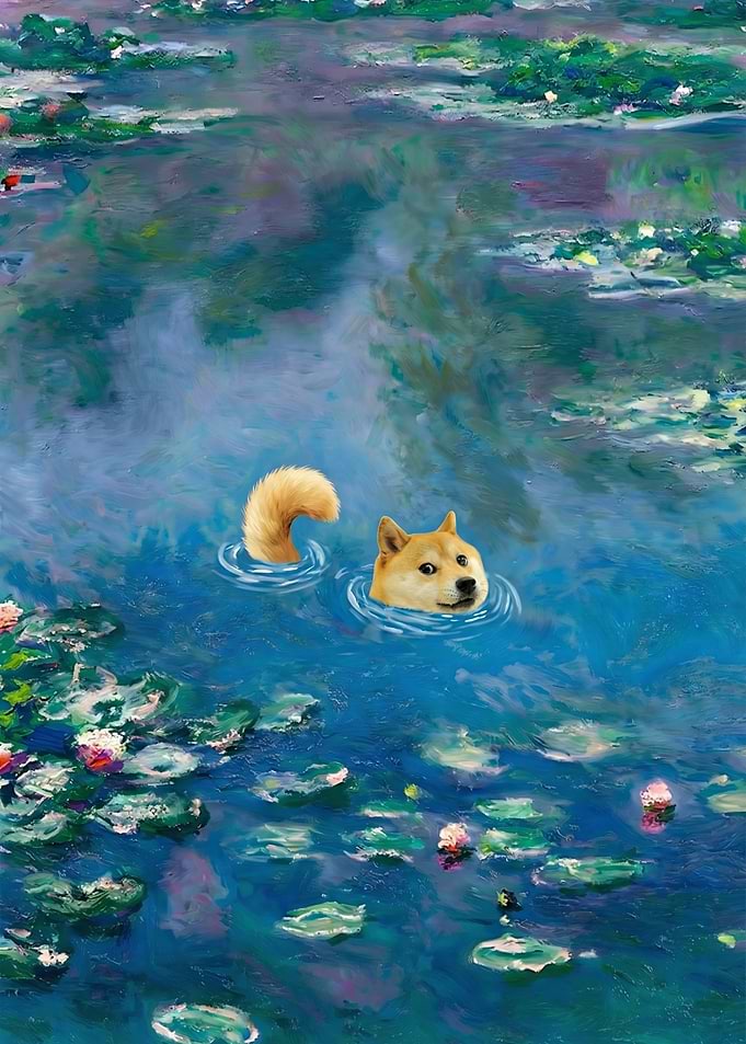 Doge in Water Lilies
