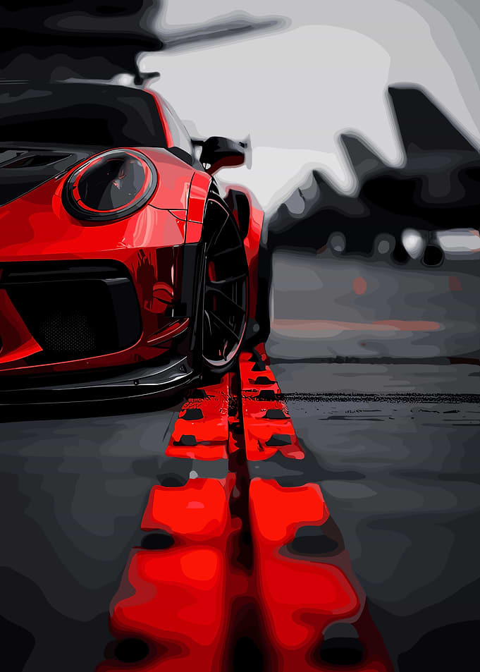 Red Sports Car on Runway