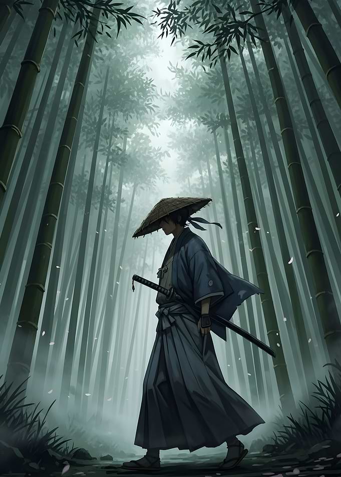 Samurai in Bamboo Forest