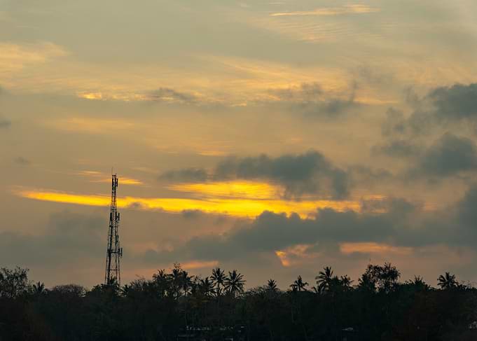 Sunset with Tower and Trees