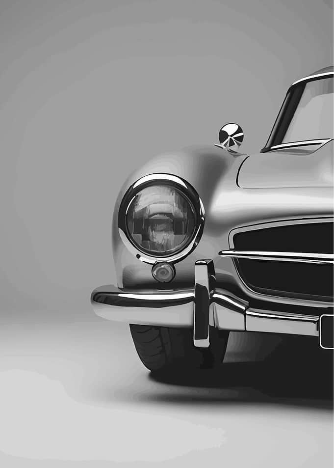 Classic Silver Car Front View