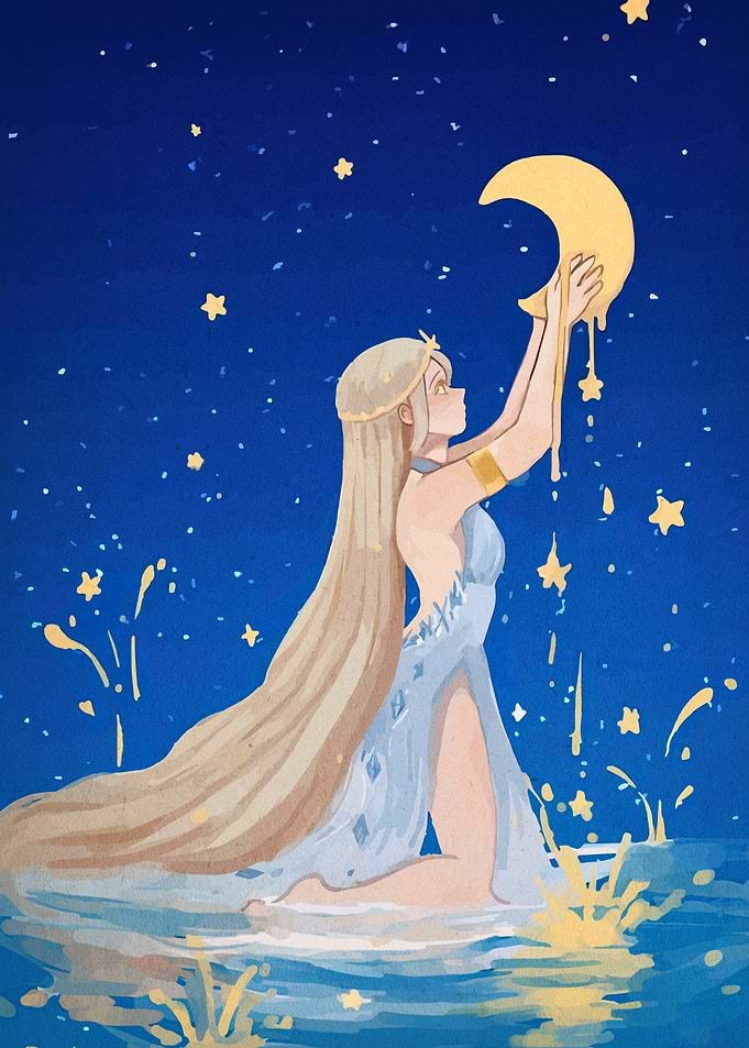 Celestial Woman with Moon and Stars