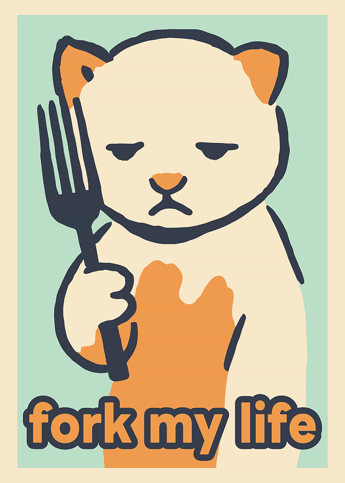 Fork My Life Cartoon Bear