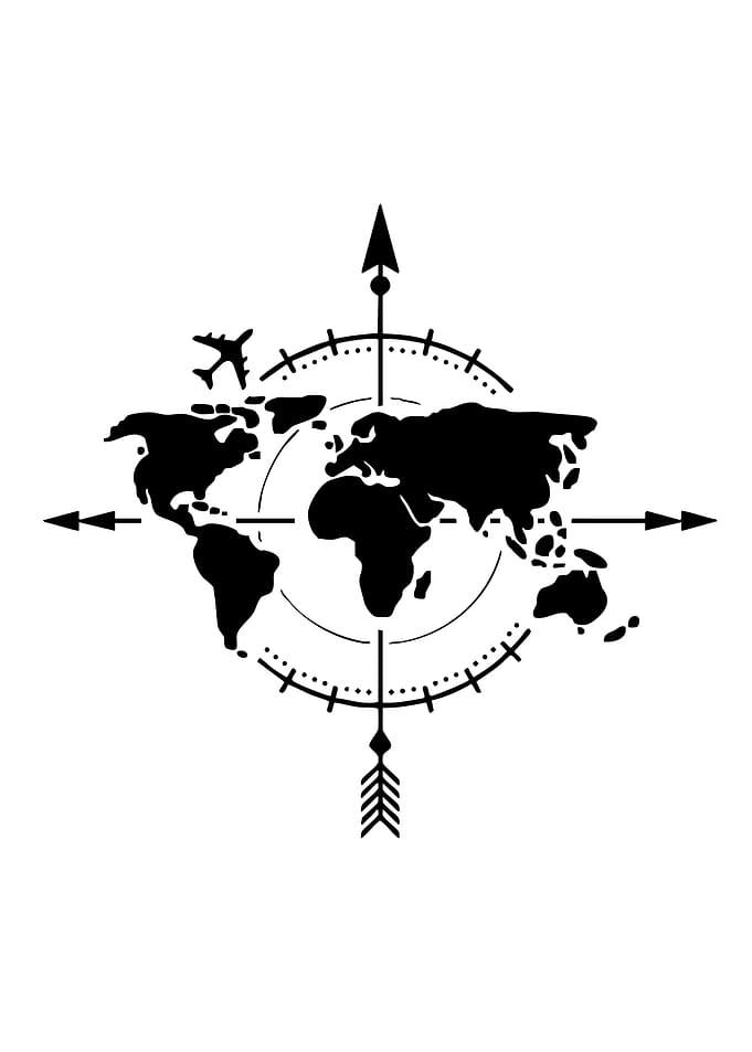 World Map Compass Travel Icon