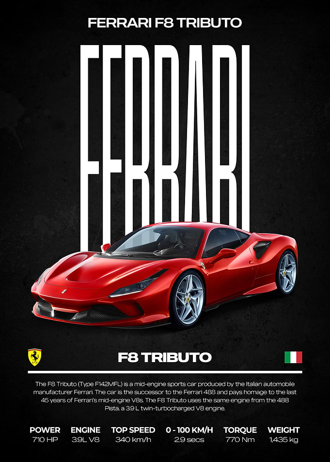 Ferrari F8 Tributo Red Car