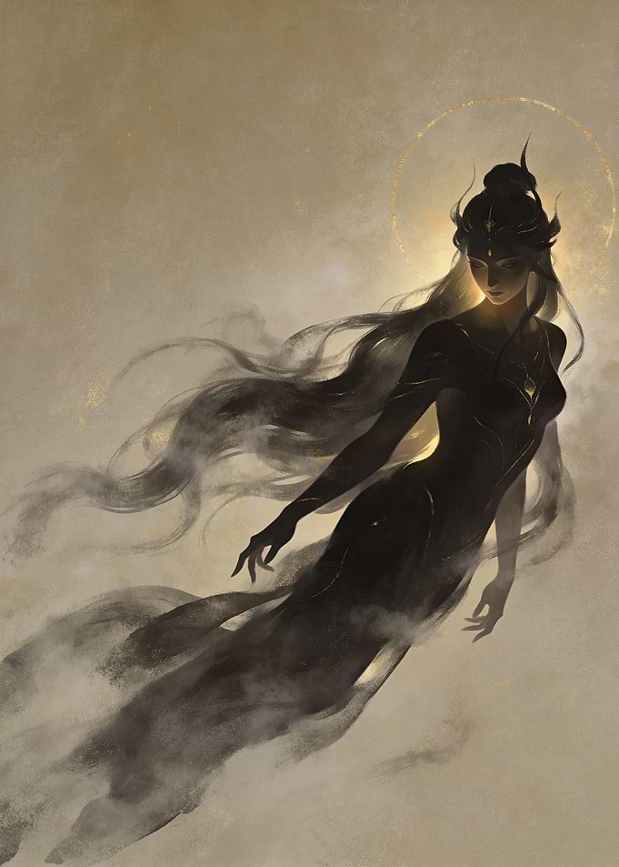 Ethereal Woman with Golden Halo