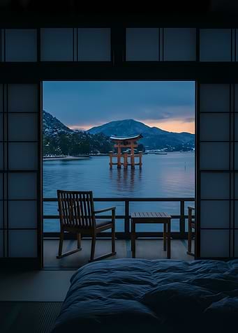 Japanese Room with Torii Gate View