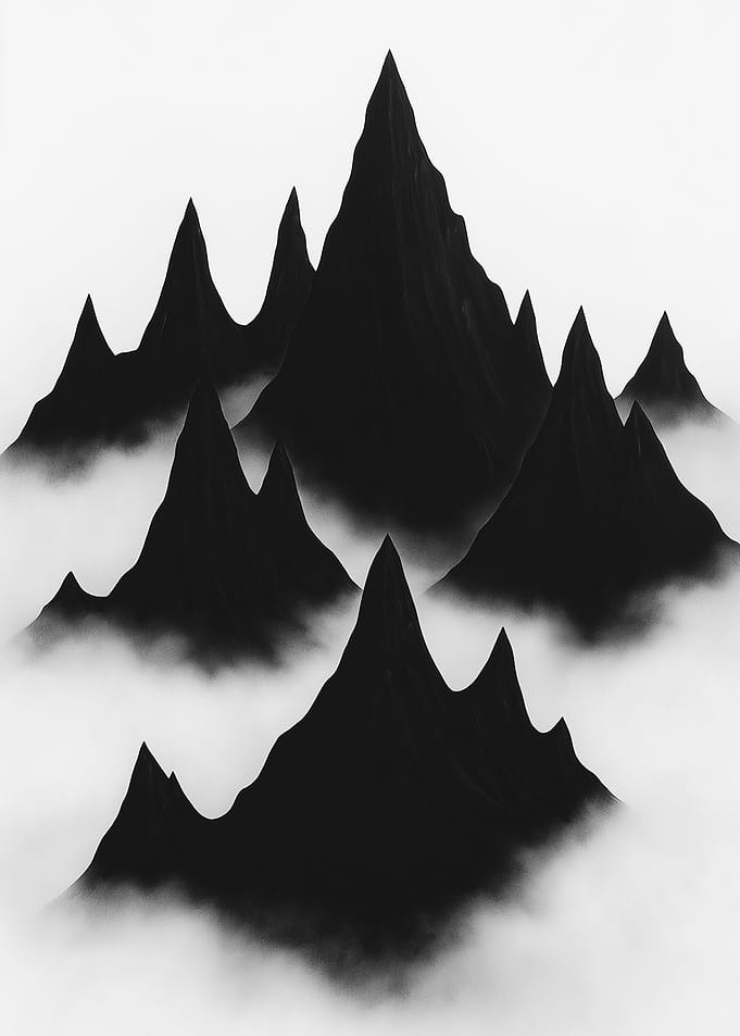 Black Mountains in Mist