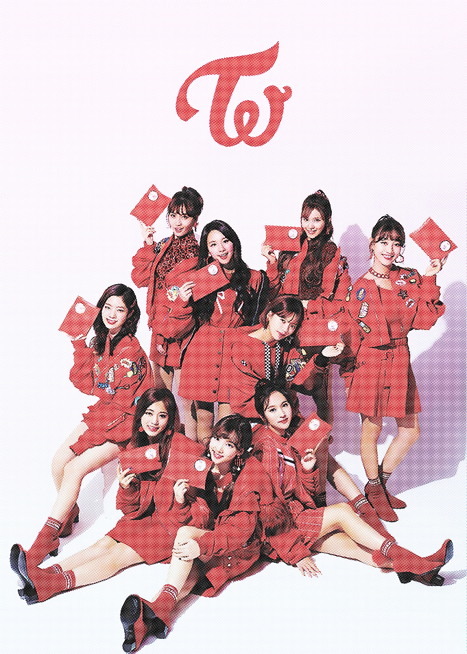 TWICE group photo in red outfits