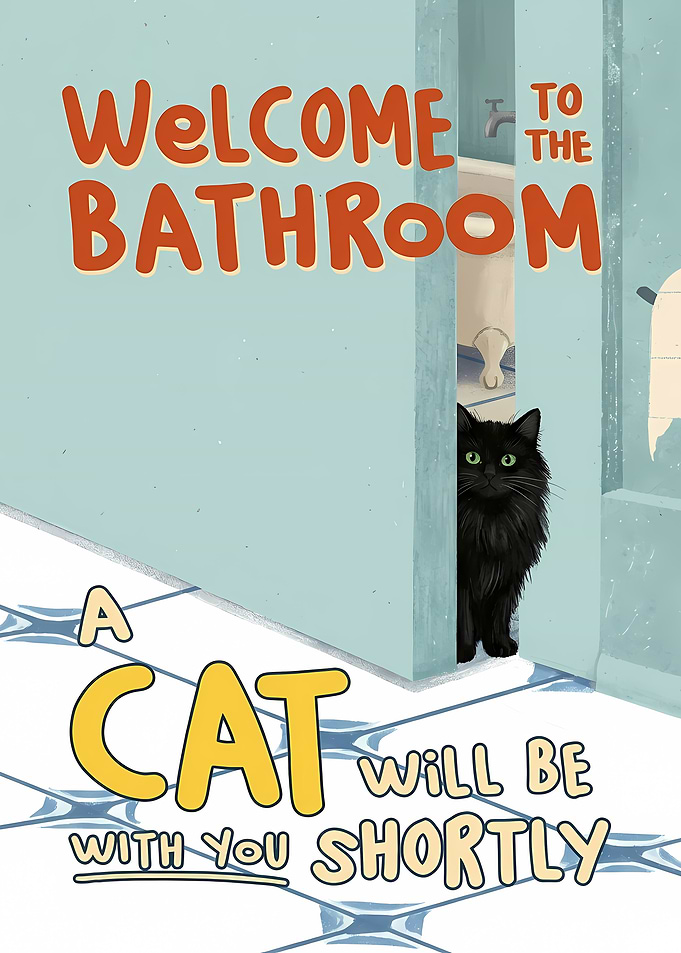 Welcome to the Bathroom Cat Art
