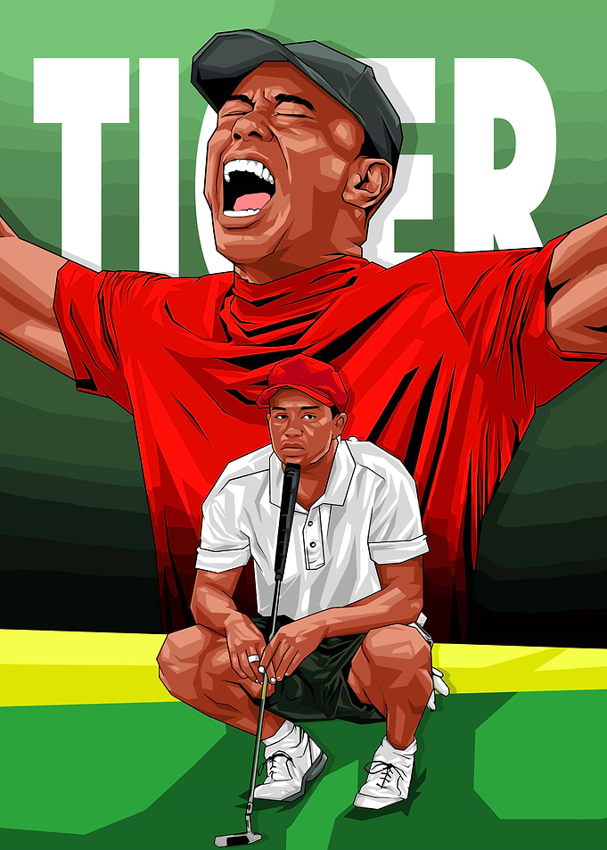 Tiger Woods Golf Illustration