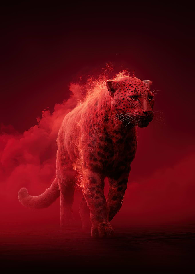 Fiery Leopard in Red Hues