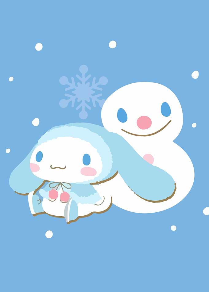 Cinnamoroll and Snowman Winter Scene