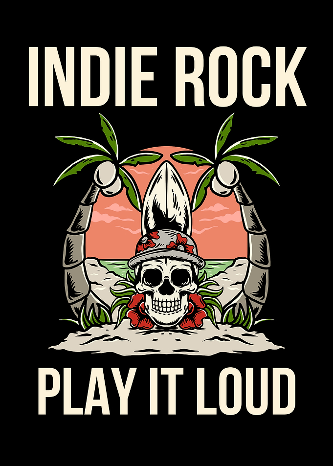 Indie Rock Skull Beach Illustration