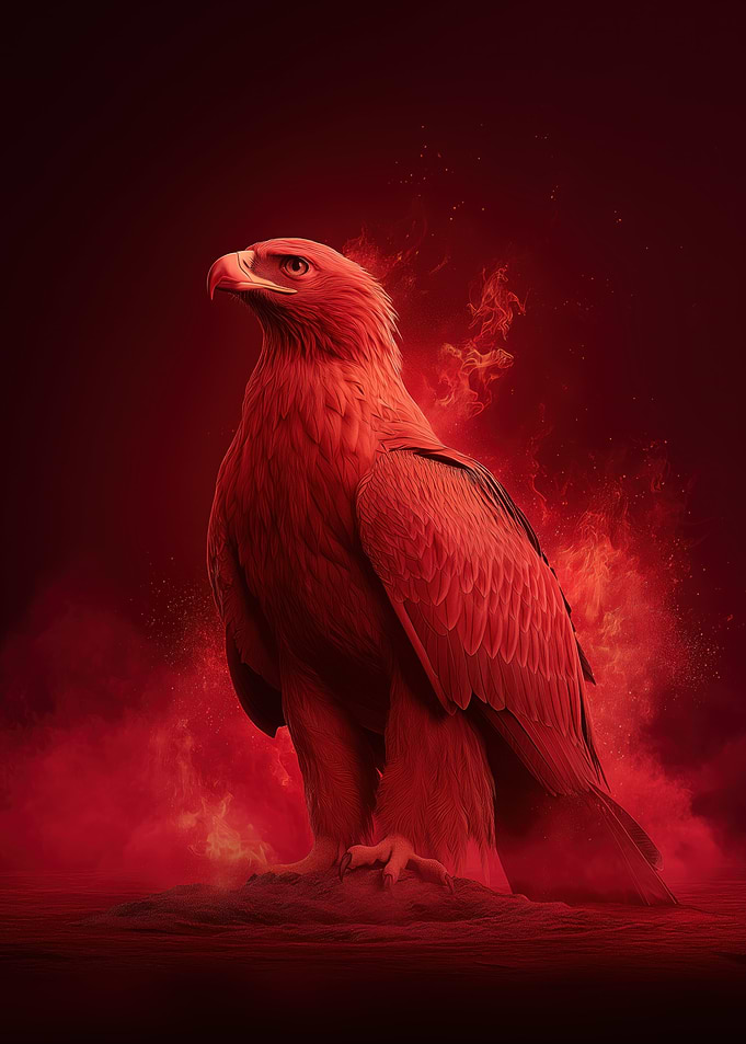 Red Eagle in Fiery Ambiance