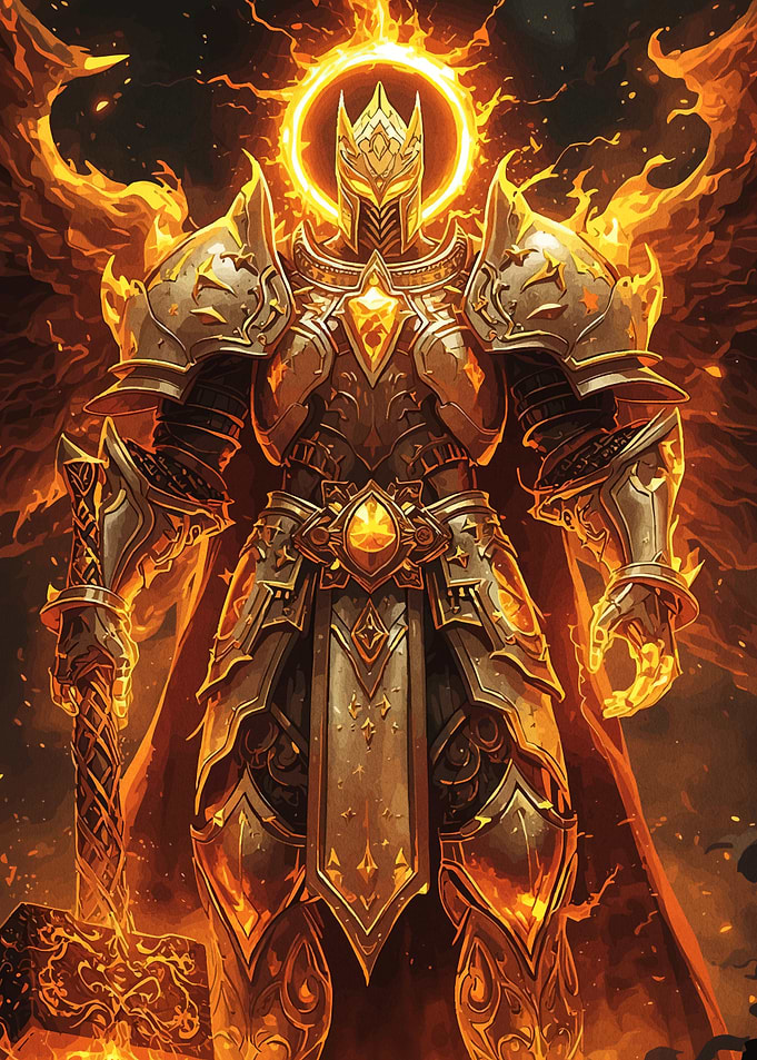 Fiery Knight in Golden Armor