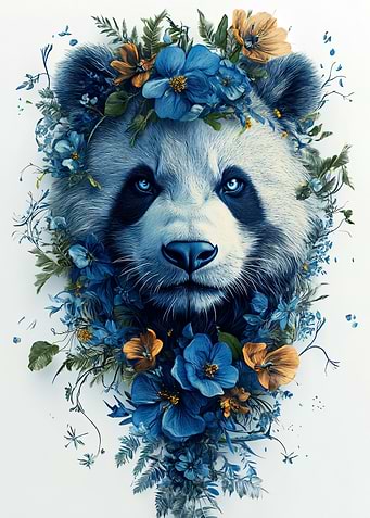 Panda with Floral Crown