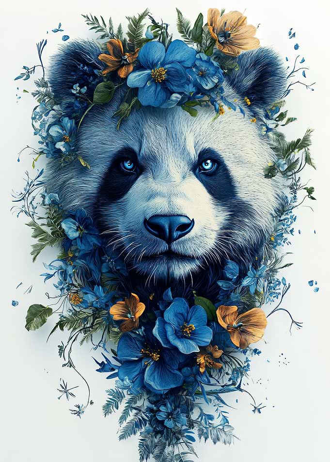 Panda with Floral Crown