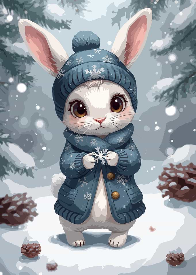 Winter Bunny with Snowflake