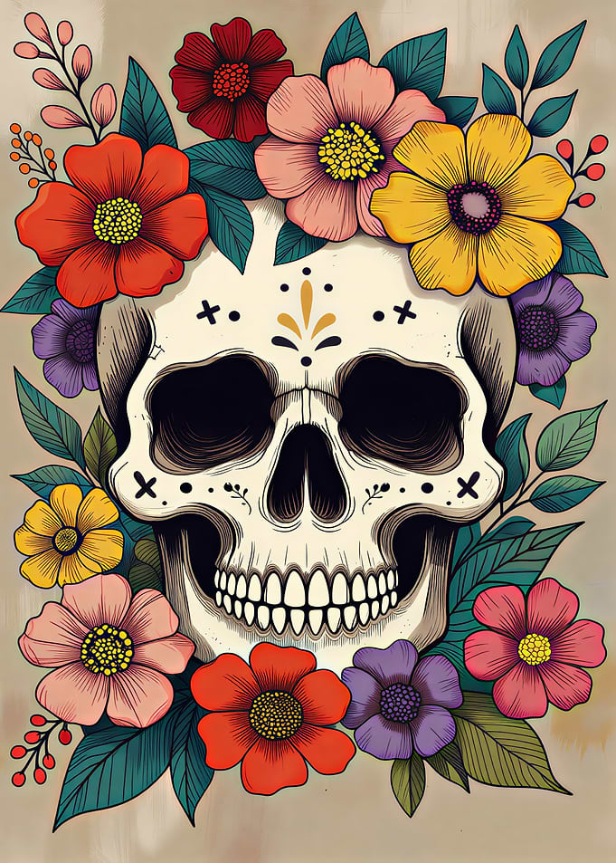 Floral Skull Art