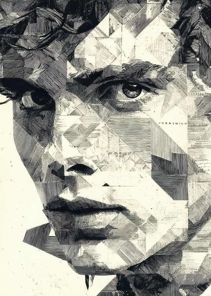 Abstract Portrait with Geometric Patterns
