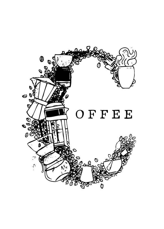 Coffee Letter C Illustration