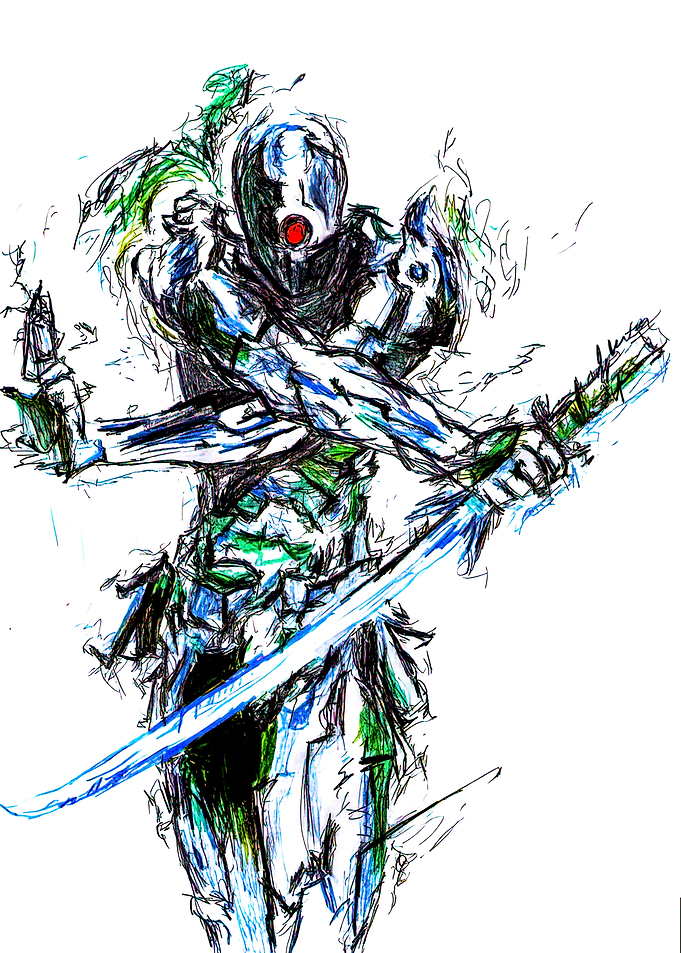 metal gear solid snake eater with Sword Sketch