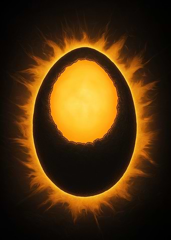 Glowing Egg-Shaped Object in Dark Space