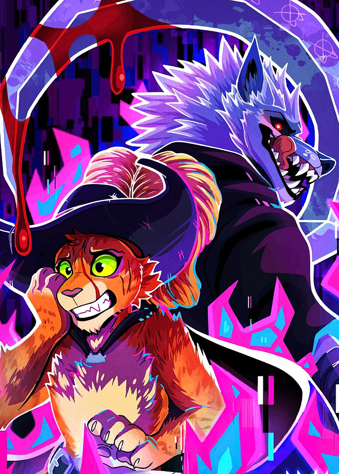 Furry Witch and Werewolf Digital Art