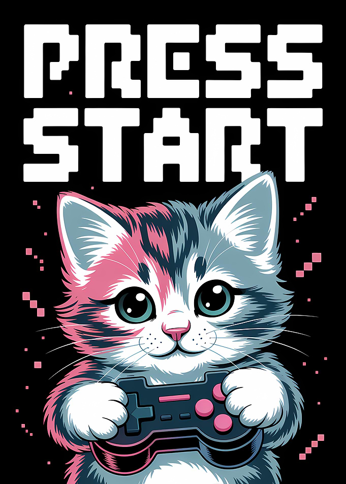 Gaming Cat Press Start